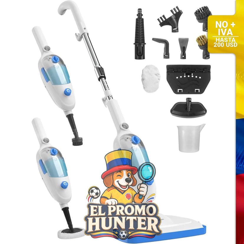 Trapeador de vapor desmontable 10 en 1 para limpieza de suelos duros y alfombras, con vapor ajustable.