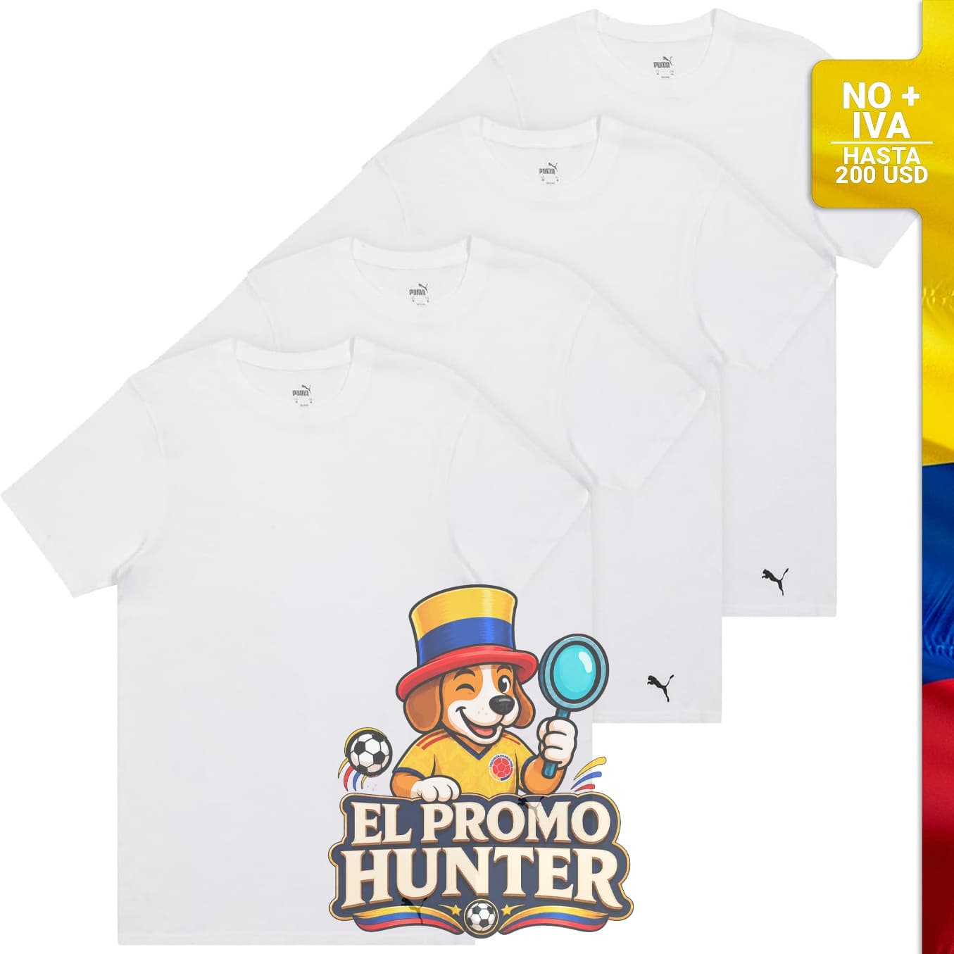 Paquete de 4 camisetas de algodón para hombre, cuello redondo y manga corta.