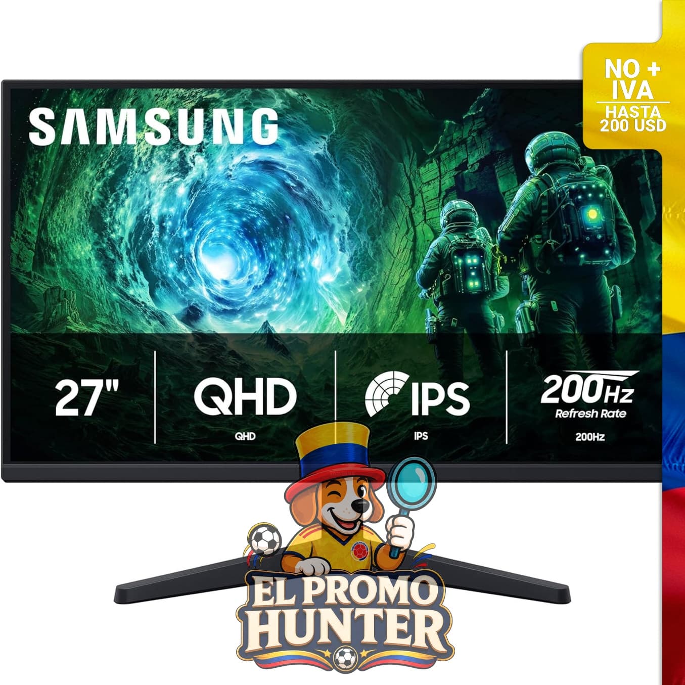 Monitor SAMSUNG Odyssey G5 G53F de 27" (68,6 cm) con resolución QHD, panel IPS y tasa de refresco de 200 Hz.