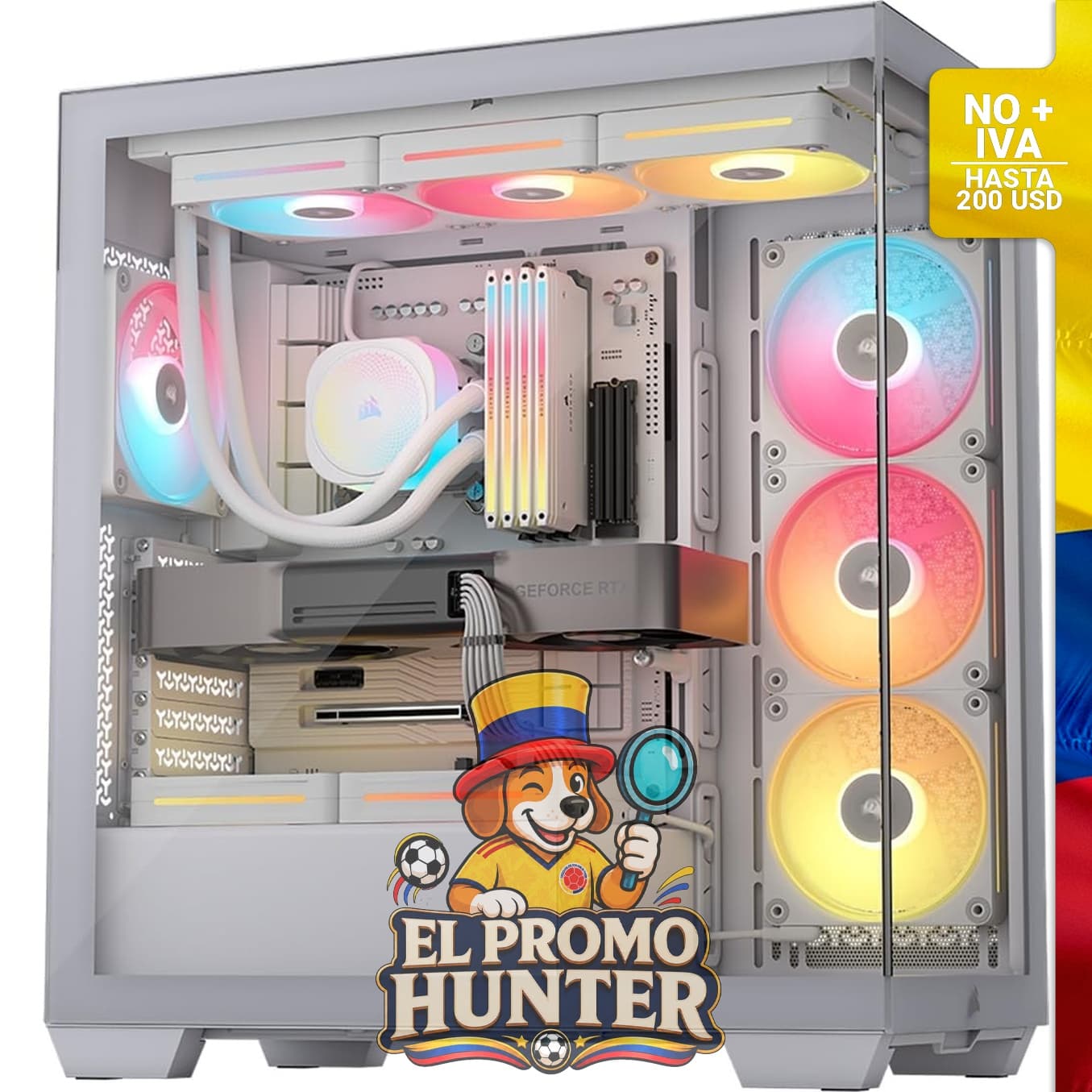 Caja para PC CORSAIR 3500X LX-R RGB iCUE Link, semitorre, con 3 ventiladores LX120-R RGB preinstalados.