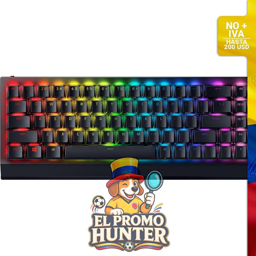 Teclado mecánico inalámbrico Razer BlackWidow V3 Mini HyperSpeed, 65% con interruptores mecánicos verdes.