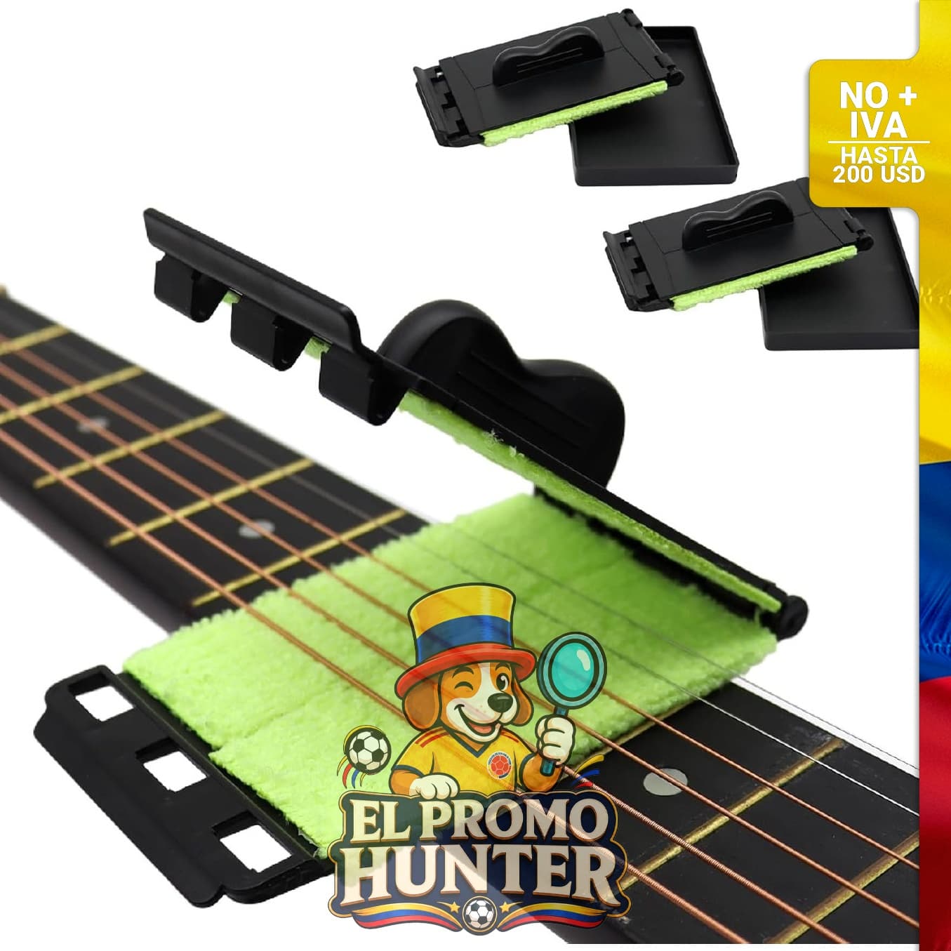 Kit de limpieza de cuerdas de guitarra y mantenimiento del diapasón, incluye herramienta de microfibra de 360°.