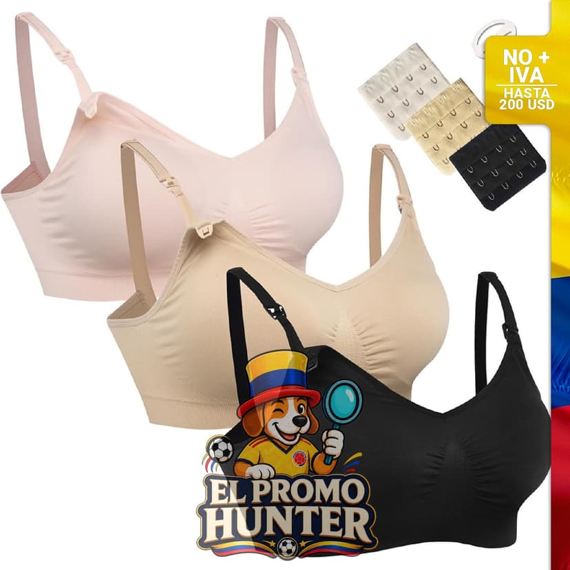 Brasieres de lactancia sin aro, pack de 3 unidades.