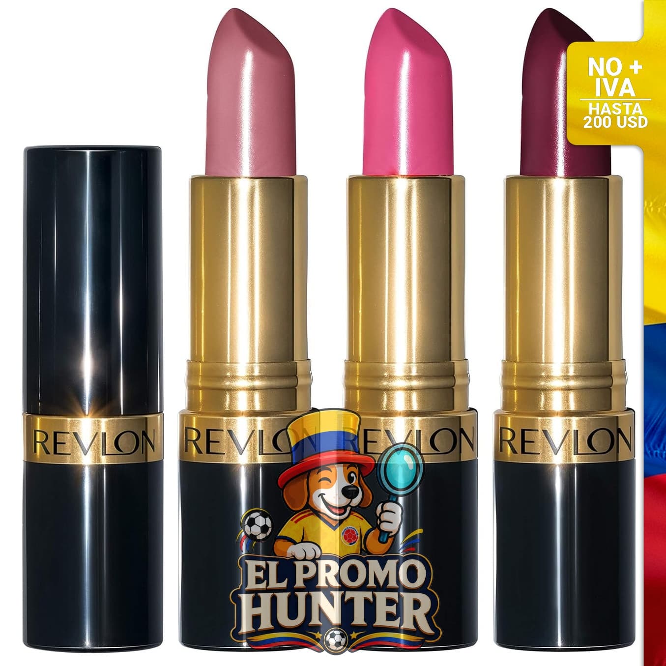 Juego de 3 labiales Revlon Super Lustrous, humectantes y de alto impacto.