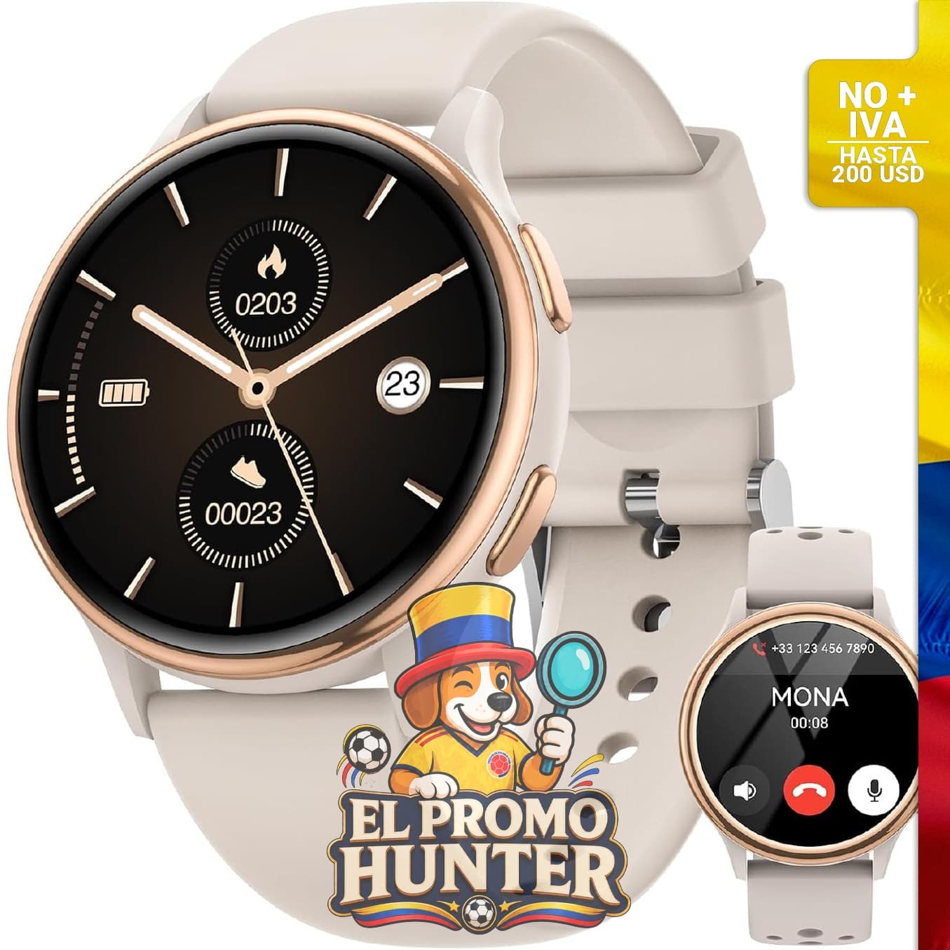 Reloj inteligente para mujer con pantalla AMOLED de 1.27" (3.2 cm).