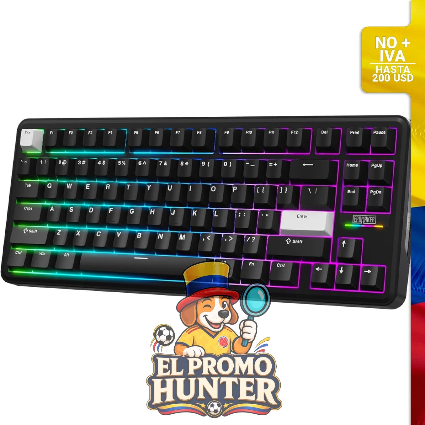 Teclado inalámbrico EPOMAKER TH85 con conectividad BT5.0, 2.4GHz y USB-C. Incluye interruptores lineales Creamy Jade.