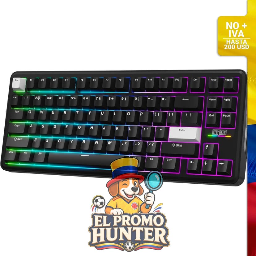 Teclado inalámbrico EPOMAKER TH85 con conectividad BT5.0, 2.4GHz y USB-C. Incluye interruptores lineales Creamy Jade.