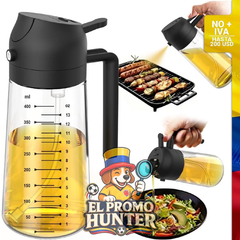 Pulverizador de aceite de oliva de vidrio de 16 oz (470 ml) para cocinar y dispensar aceite.