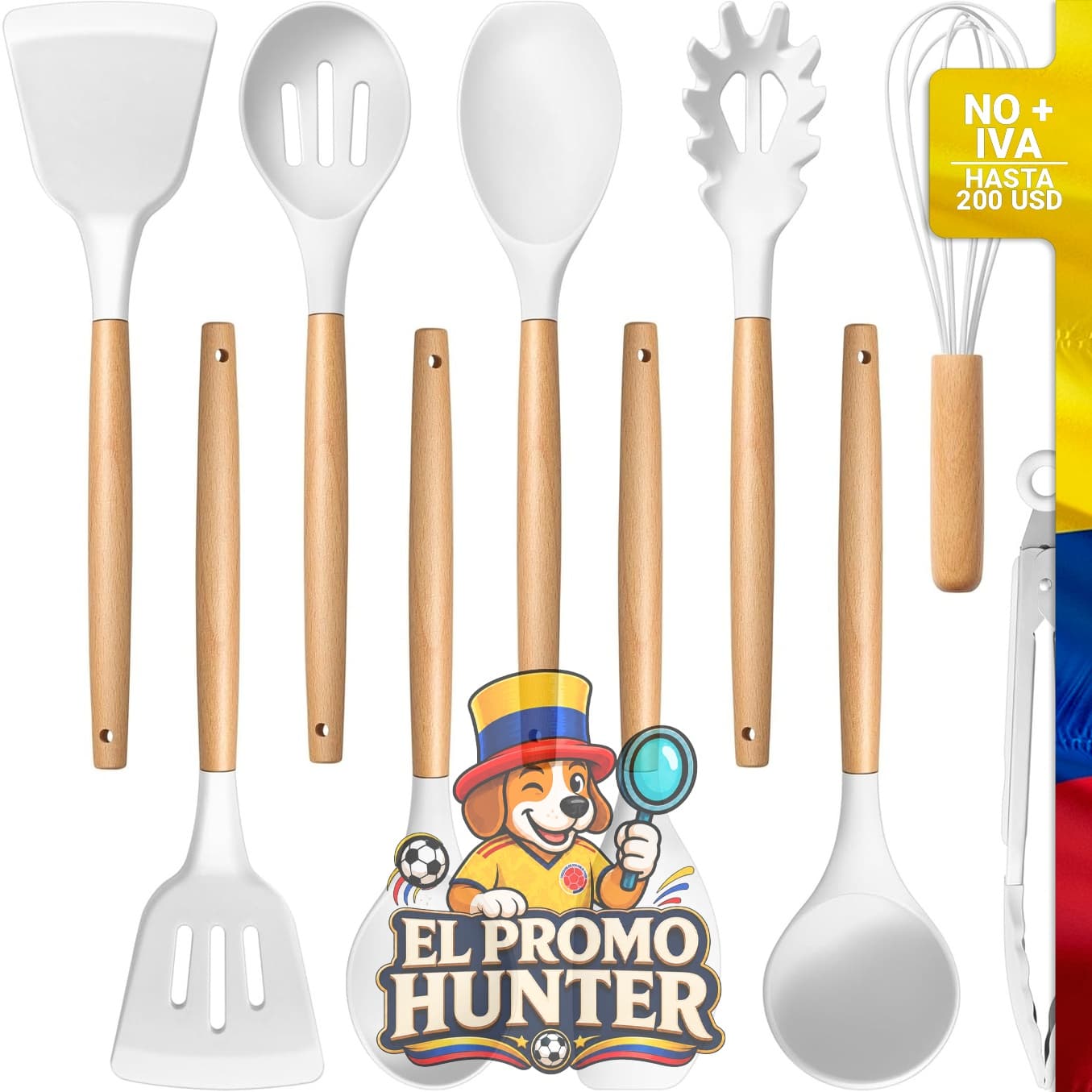 Utensilios de cocina de silicona, 10 piezas.