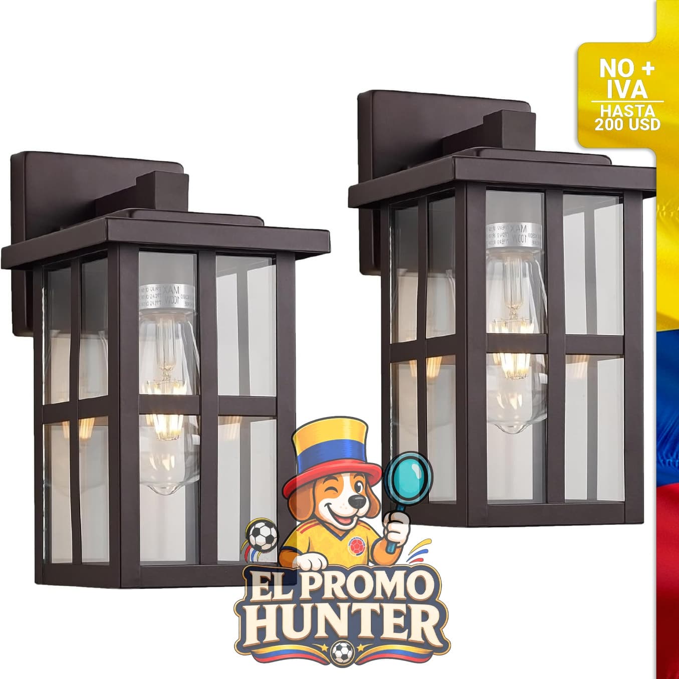 Apliques de exterior en bronce, pack de 2.