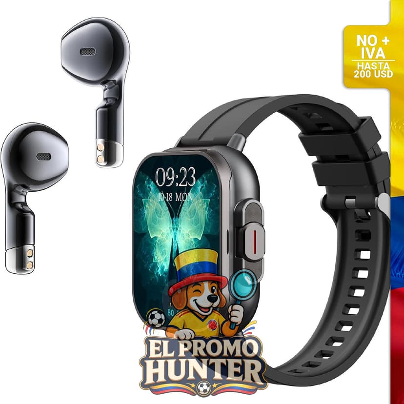 Reloj inteligente con audífonos integrados.
