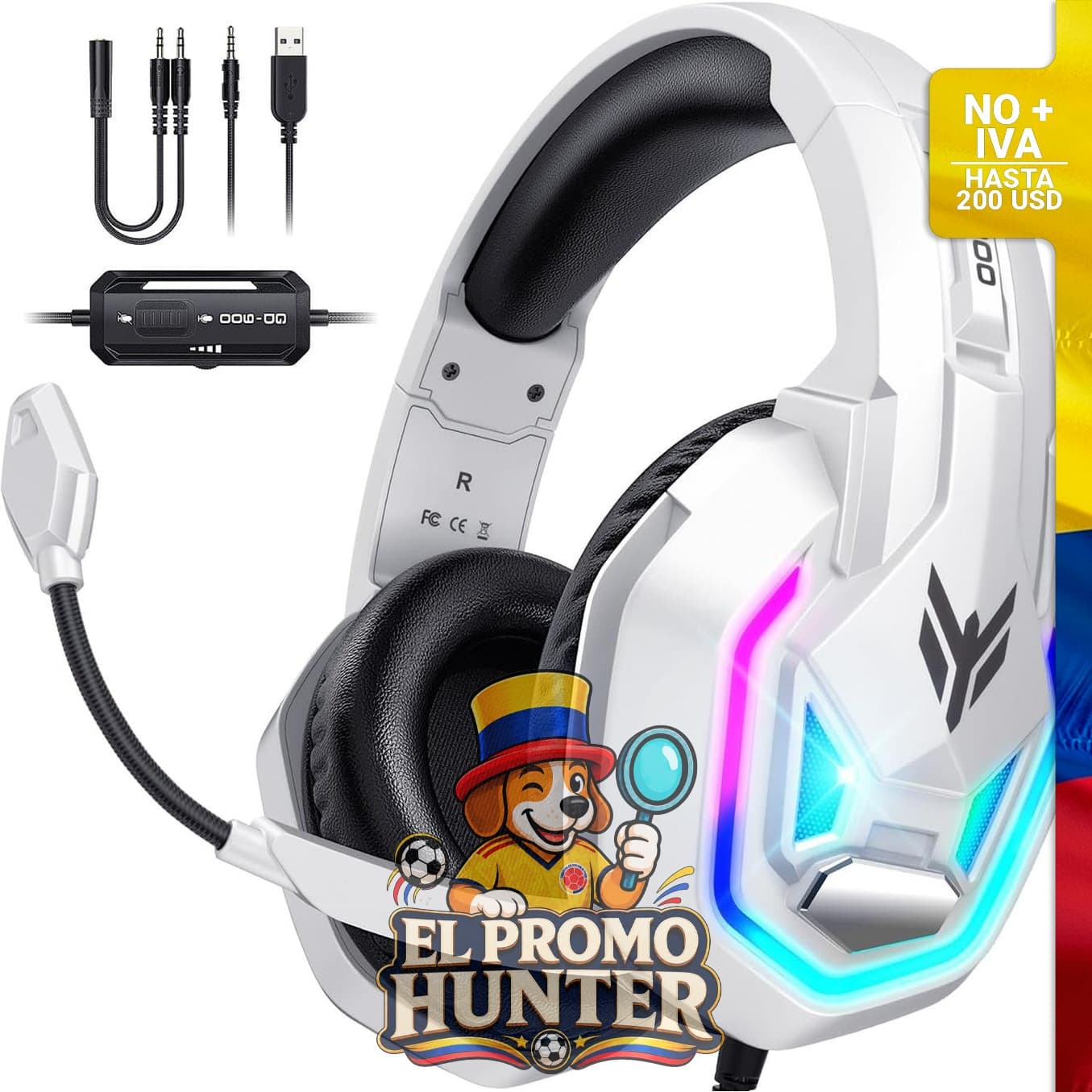 Auriculares BENGOO para juegos con sonido envolvente 7.1, micrófono con cancelación de ruido y retroiluminación RGB.