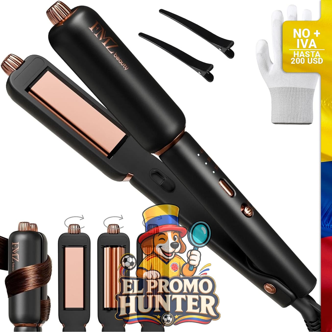 Plancha plana 4 en 1 para cabello.
