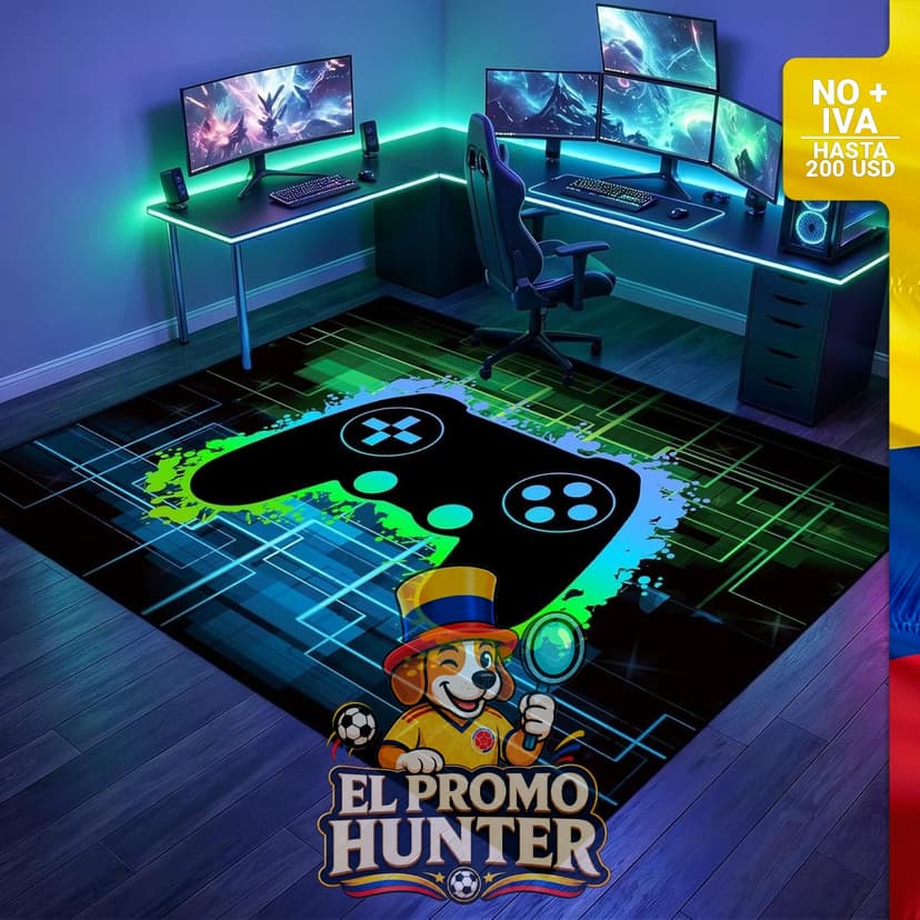 Alfombra gamer para habitación de niños, diseño de videojuegos, ideal para áreas de juego.