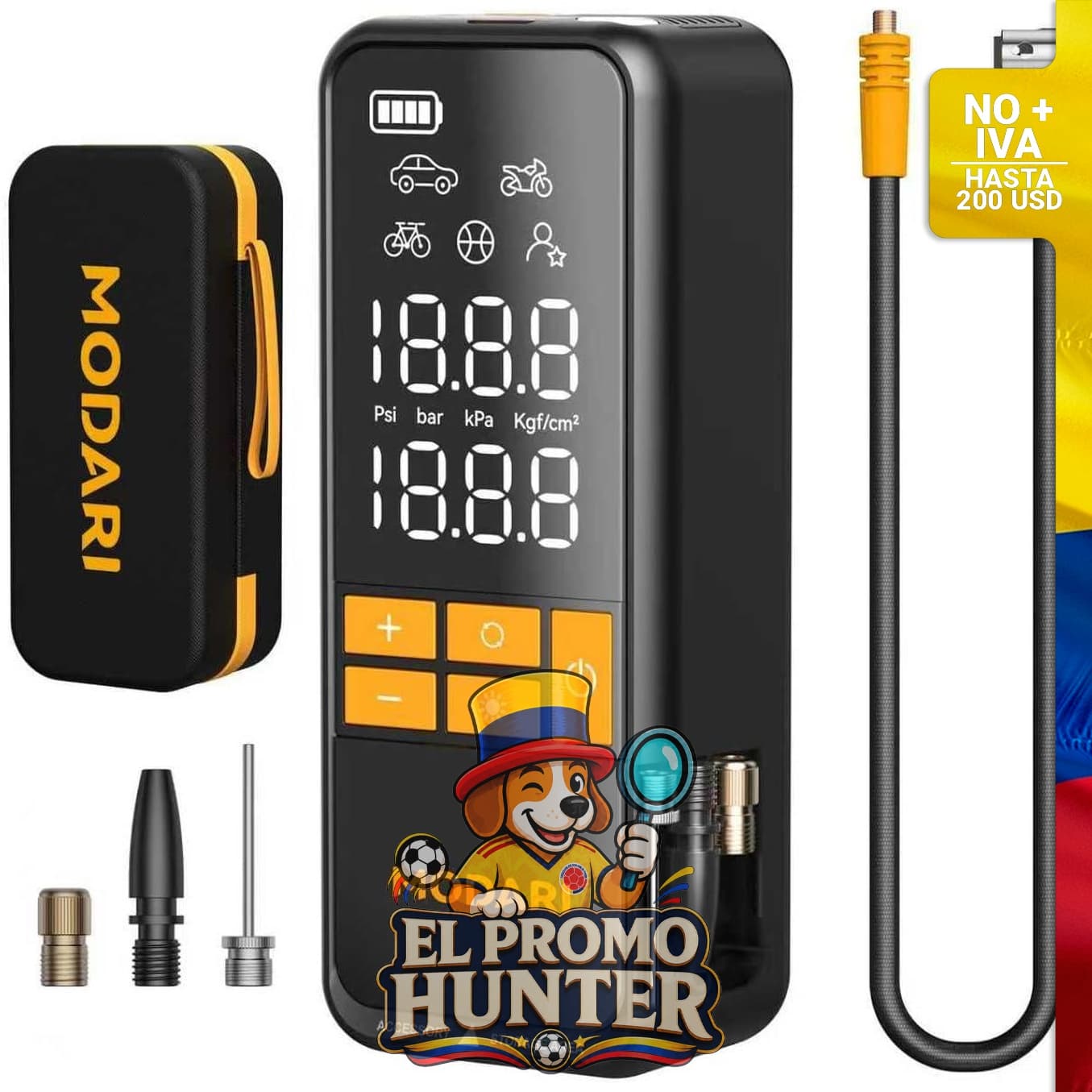 Compresor de aire portátil de 160 PSI para inflar neumáticos de automóvil, con apagado automático y medidor.