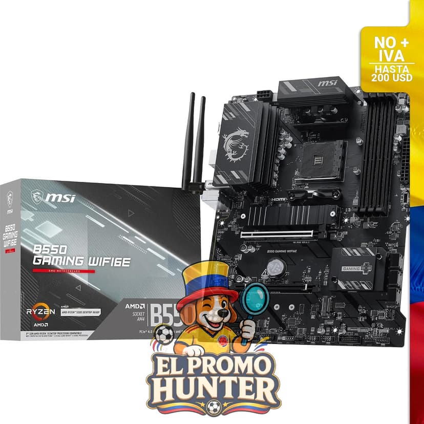 Placa base MSI B550 Gaming WIFI6E ATX, compatible con procesadores AMD Ryzen 3000/4000/5000, AM4.