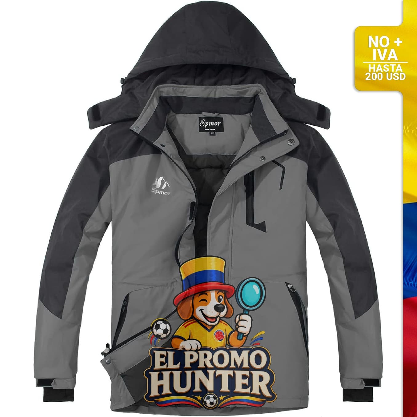 Chaqueta de esquí impermeable Spmor para mujer, ligera y cálida, color gris claro.