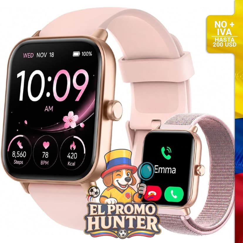 Reloj inteligente Quican para mujeres con conectividad Bluetooth, monitoreo de salud y más de 120 modos deportivos.