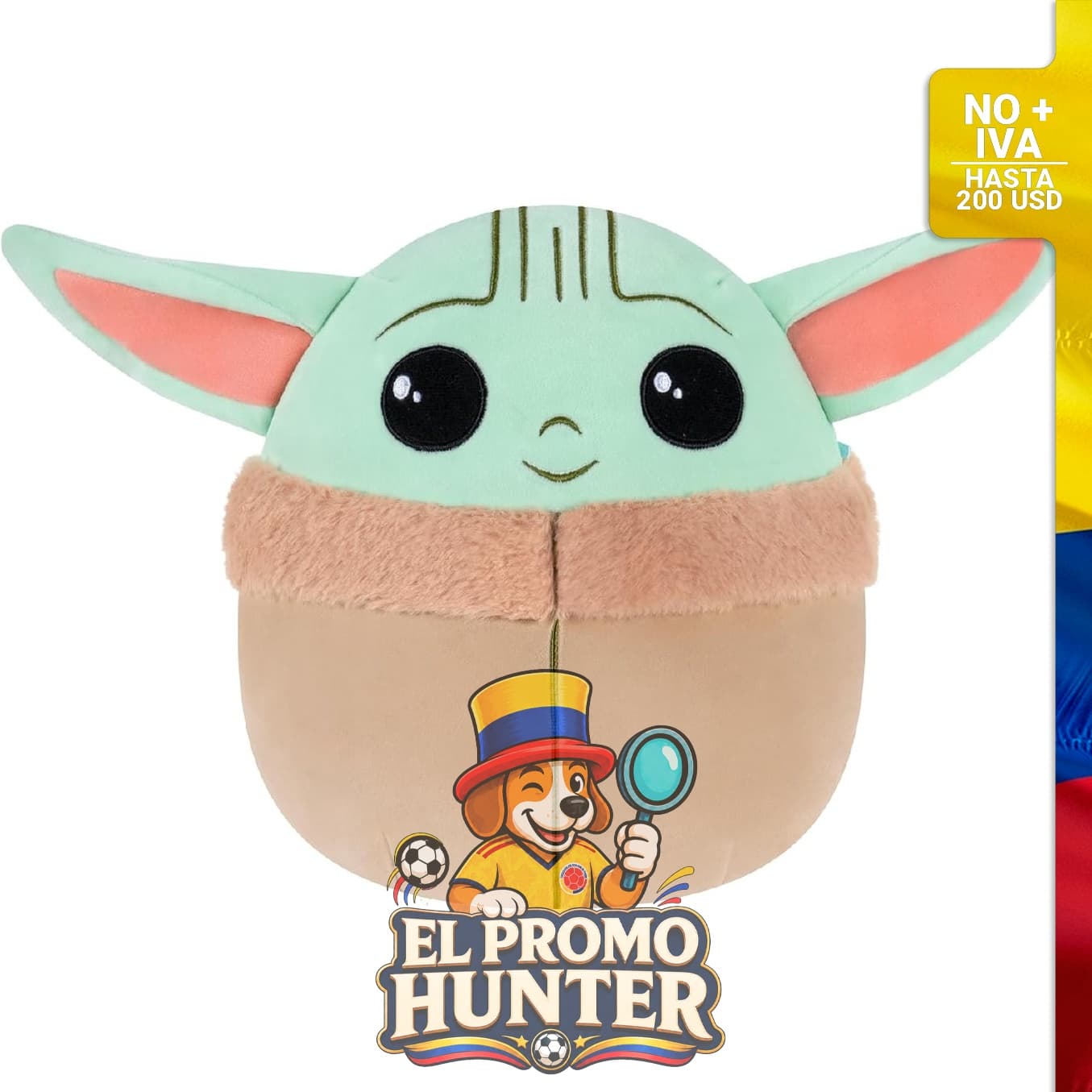 Peluche Squishmallows de Grogu de Star Wars, 20 cm.