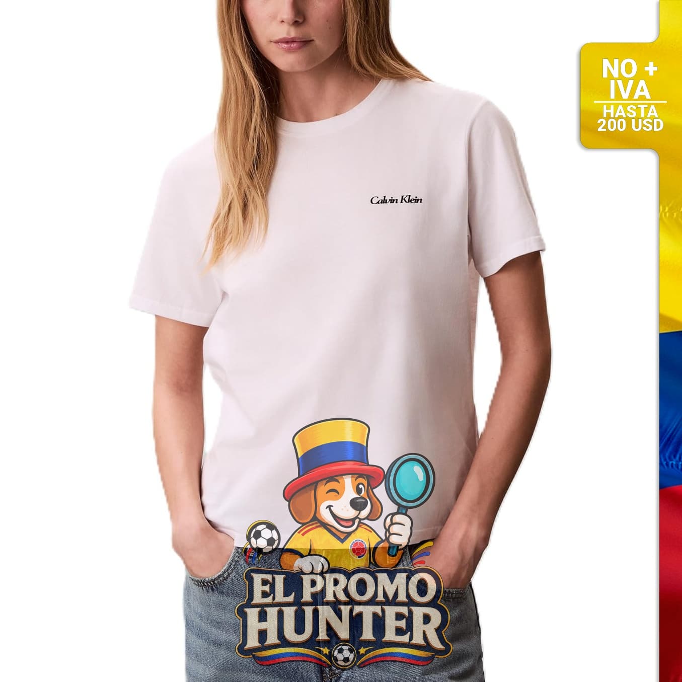 Camiseta Calvin Klein Performance Classic Fit para mujer, color blanco.