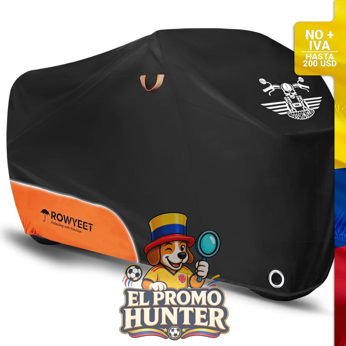 Funda impermeable para motocicleta con almacenamiento al aire libre, agujeros para candado y diseño reflectante.