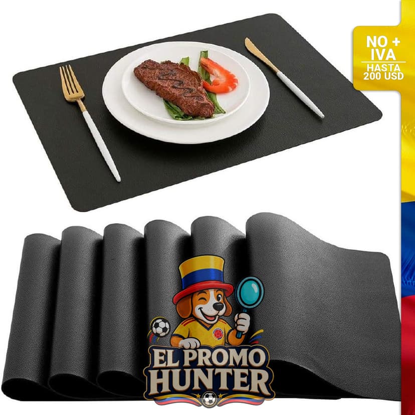 Juego de 6 manteles individuales DOLOPL de imitación de cuero, impermeables y lavables.
