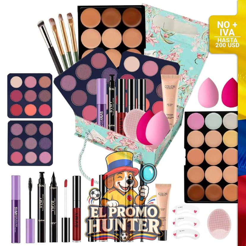 Kit de maquillaje todo en uno para adolescentes y niñas, incluye variedad de productos.