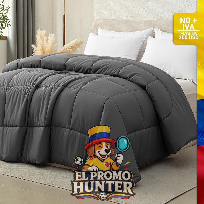 Relleno de edredón tamaño Queen de microfibra, con 8 pestañas, lavable a máquina.