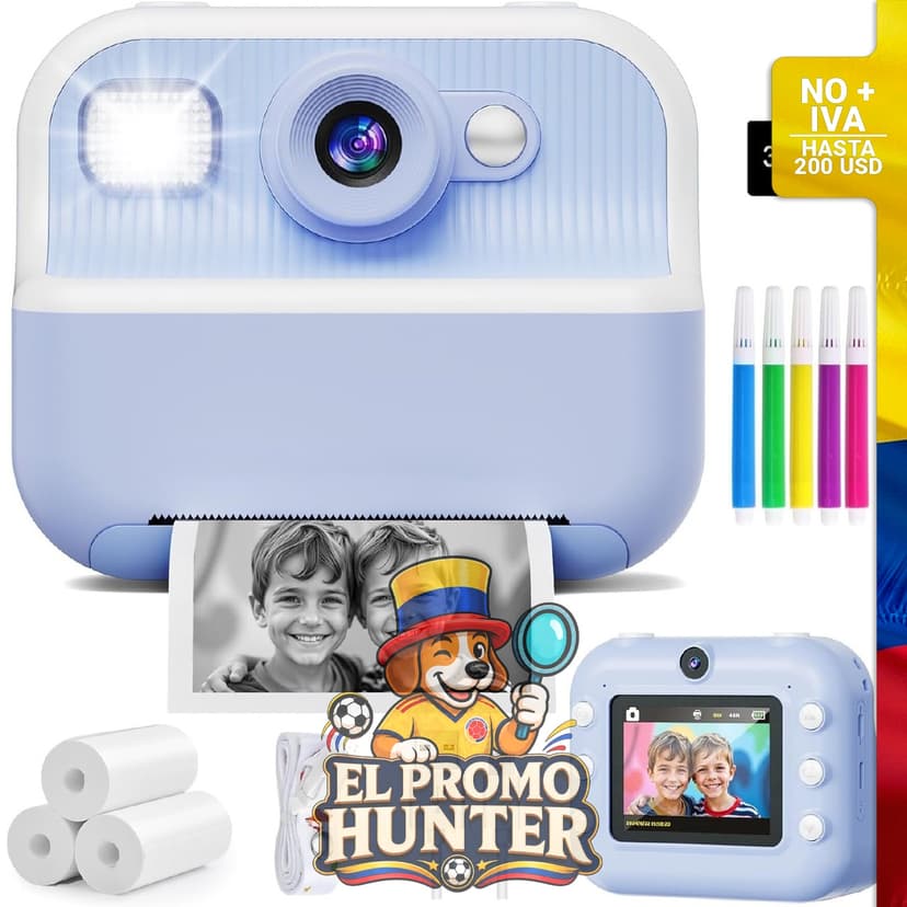 Cámara instantánea dual para niños, con capacidad de grabación de video en 1080P.