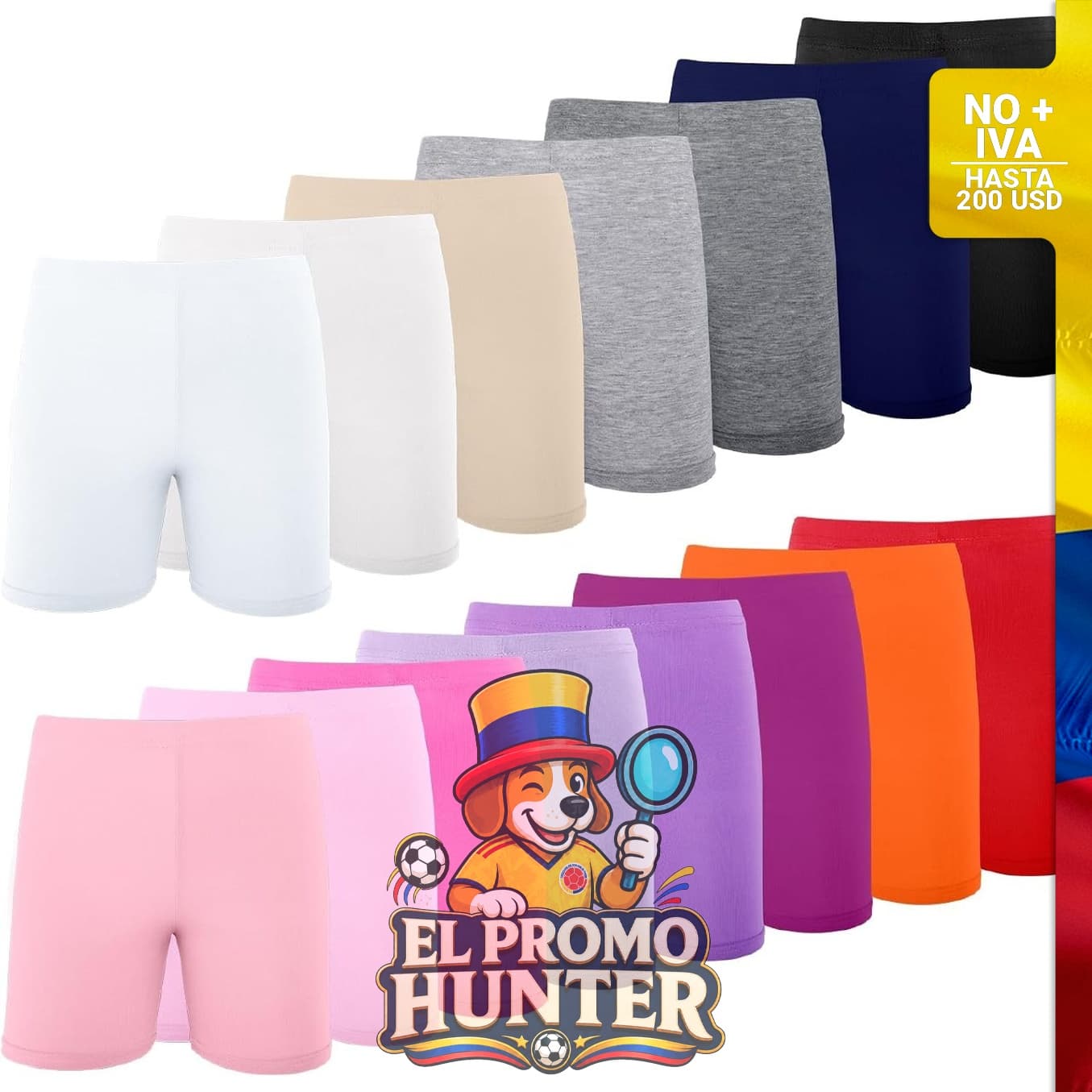 Paquete de 15 pantalones cortos de baile y bicicleta para niñas, multicolor.