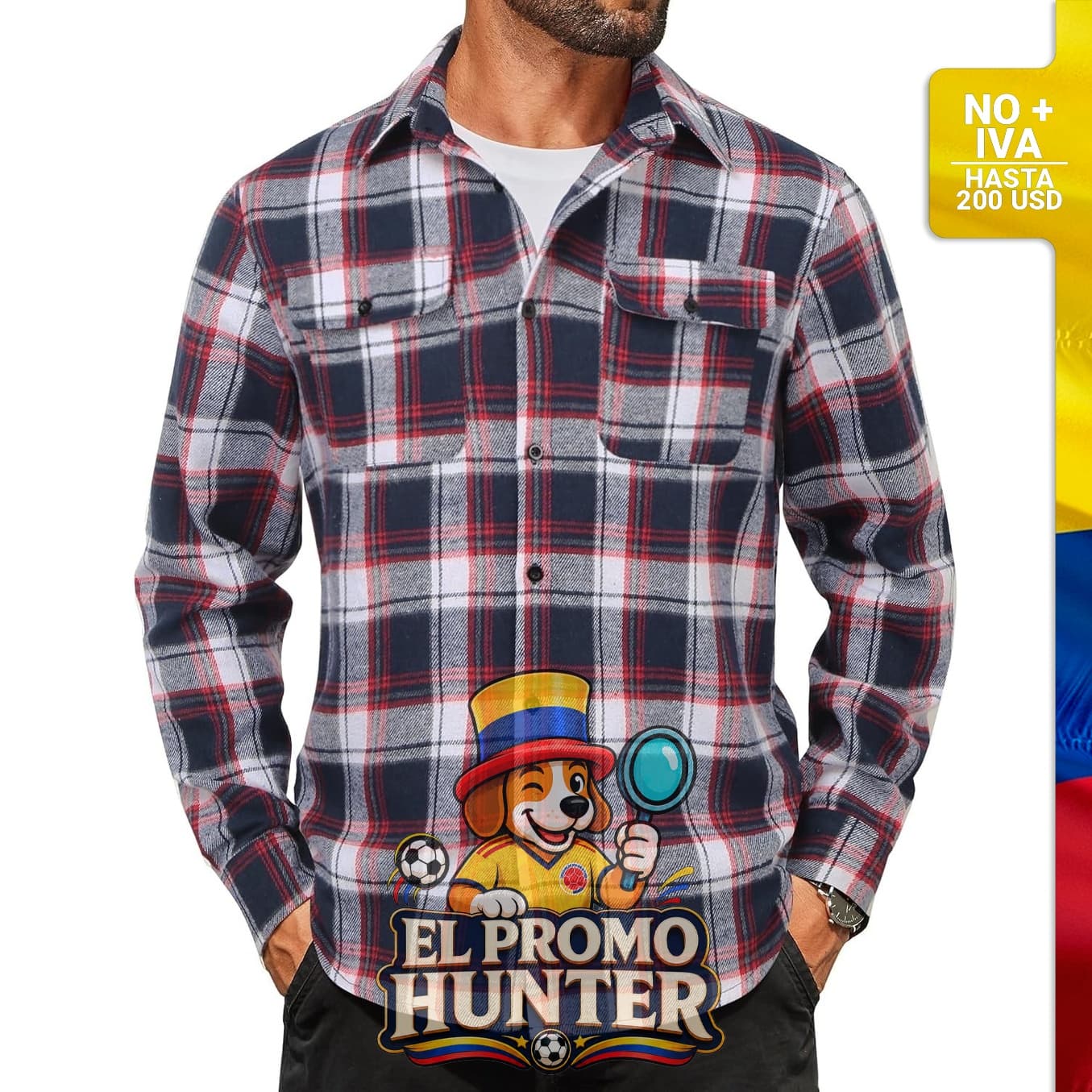 Camisa de franela para hombre, manga larga, a cuadros, de algodón, con botones y bolsillos.