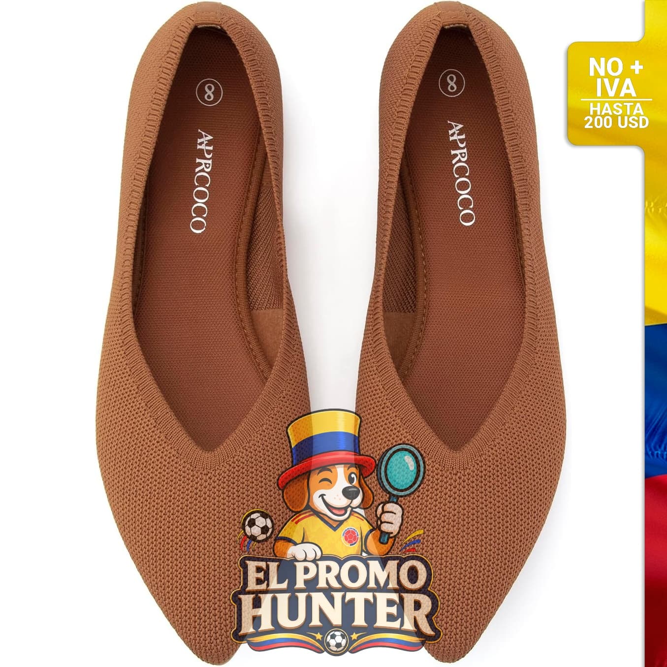 Zapatos planos de punto con punta de ballet para mujer, ligeros y lavables.
