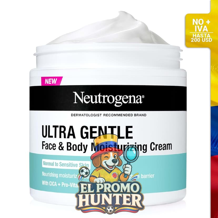Crema hidratante Neutrogena para rostro y cuerpo, 311 ml, sin fragancia, para piel normal a sensible.