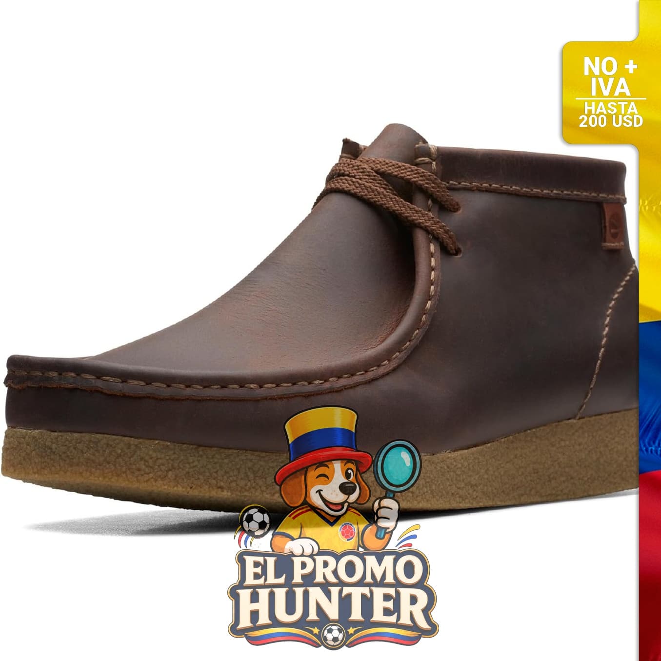 Botas Shacre Clarks para hombre, diseño clásico con material de cuero y suela de goma.