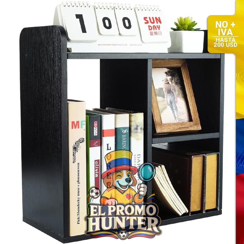 Estantería de escritorio de madera, organizador y estante de almacenamiento para oficina.