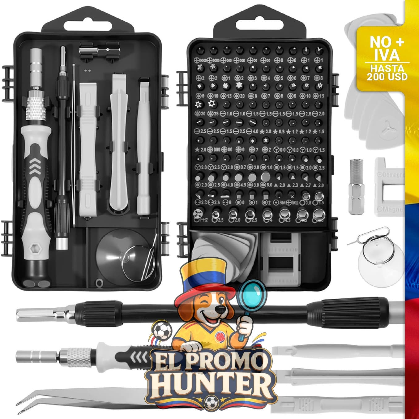 Juego de destornilladores de precisión Axiverse con puntas Torx y Tri-Wing de 22.5 mm, ideal para reparación de dispositivos electrónicos.