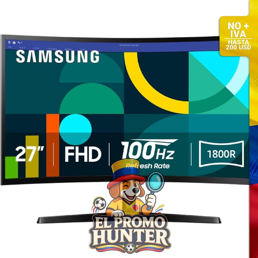 Monitor curvo Samsung FHD 1800R Essential S3 de 27" (68,6 cm), 100Hz, puertos HDMI y D-sub.