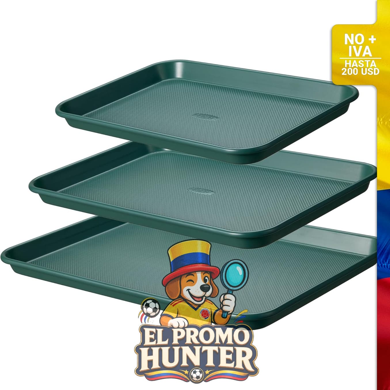 Juego de 3 bandejas para hornear de acero al carbono, incluye tamaños de 33 cm, 38 cm y 43 cm.