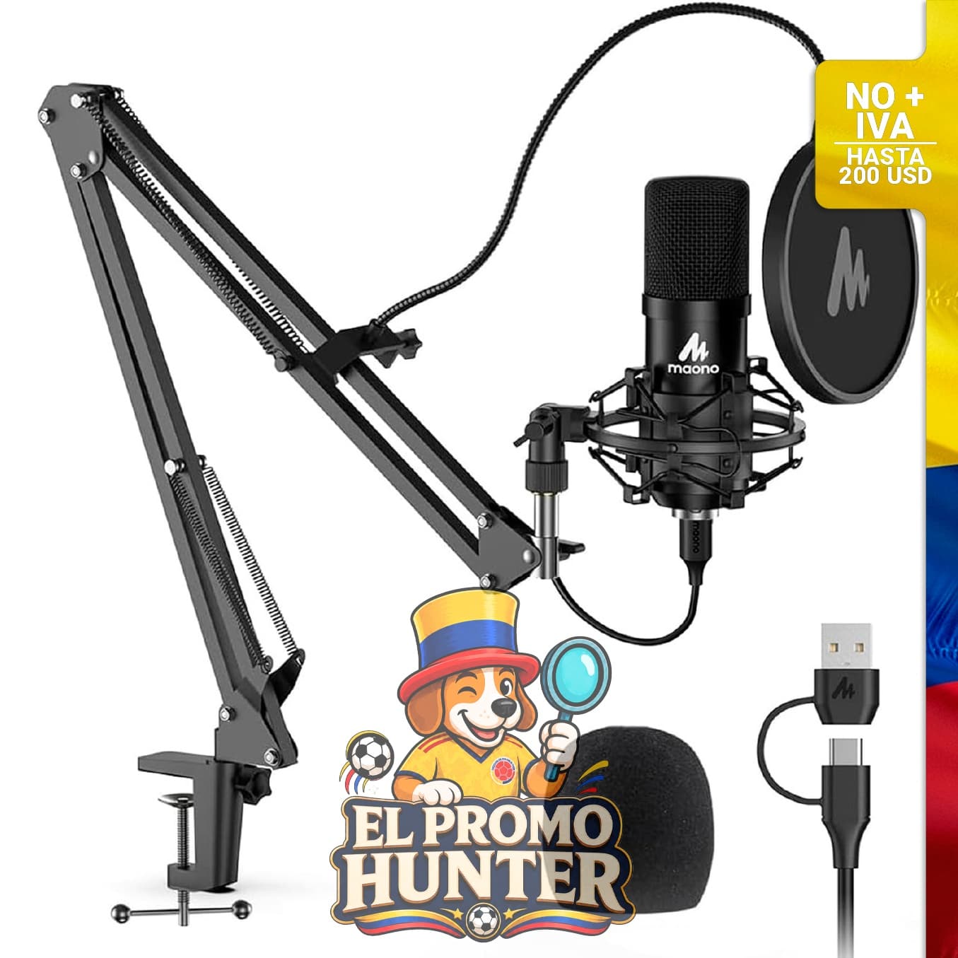 Kit de micrófono USB MAONO AU-A04, 192 kHz/24 bit, cardioide, enchufa y usa, incluye chipset de sonido profesional.