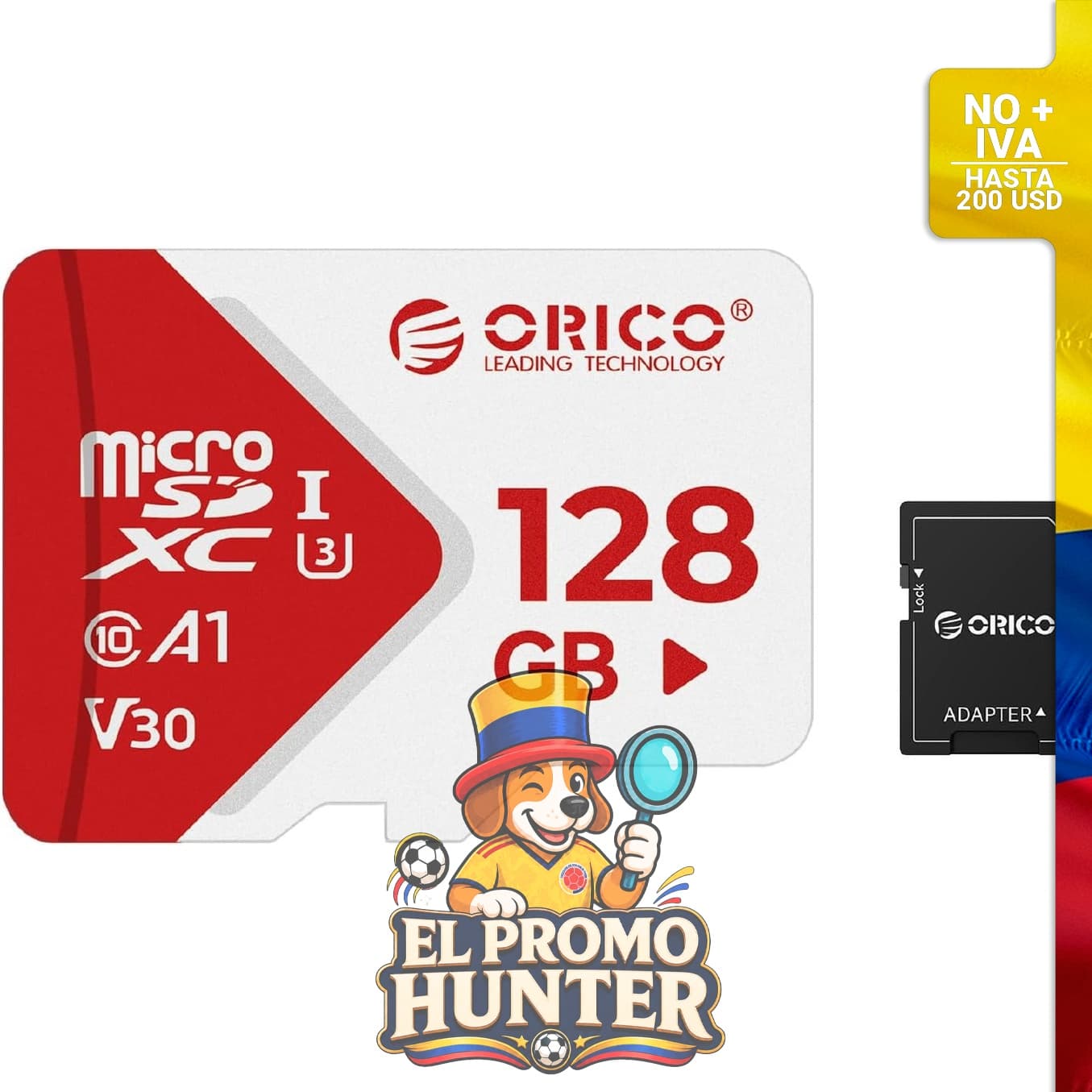 Tarjeta de memoria ORICO SDXC TF de 128 GB, UHS-I U3 Clase 10 V30 A1, incluye adaptador SD.