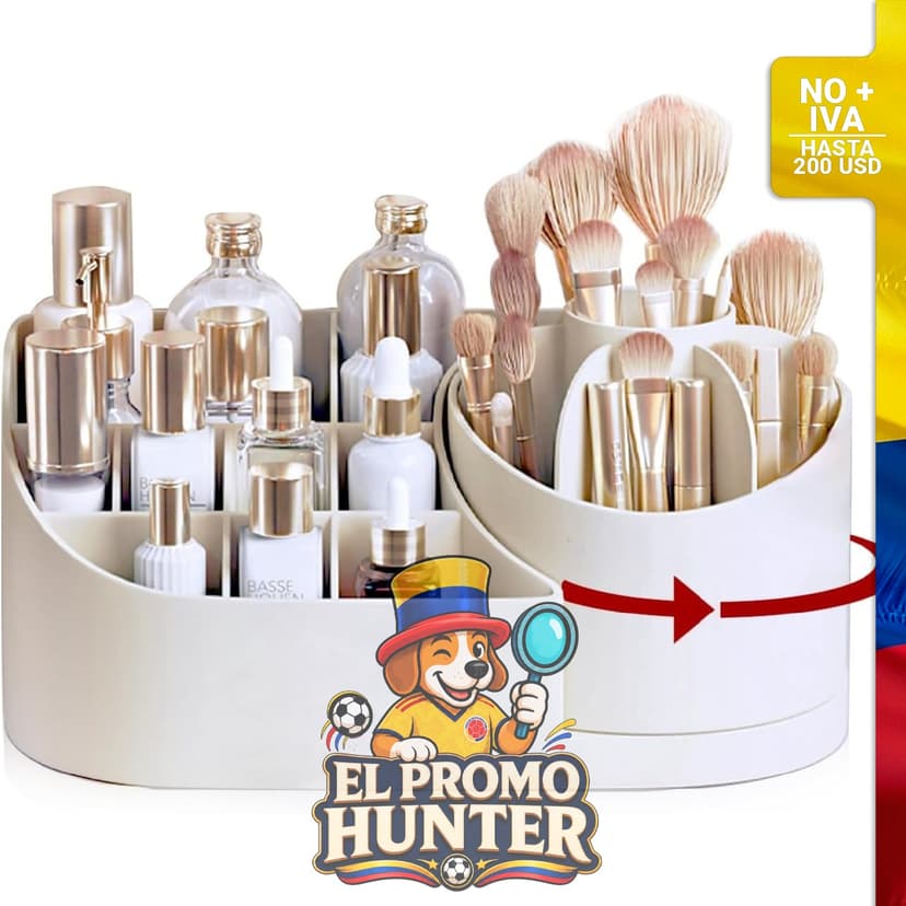Organizador de maquillaje giratorio de 360°.