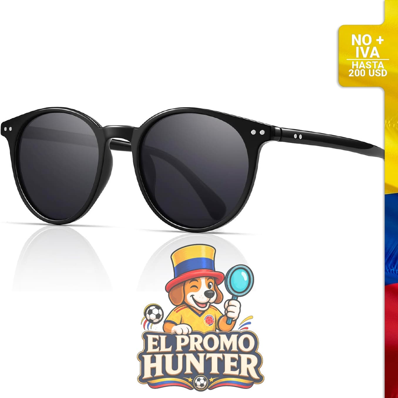 Gafas redondas polarizadas UV400 con protección contra rayos UV.