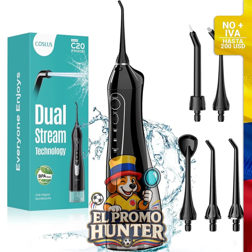 Irrigador oral portátil inalámbrico de 300 ml.