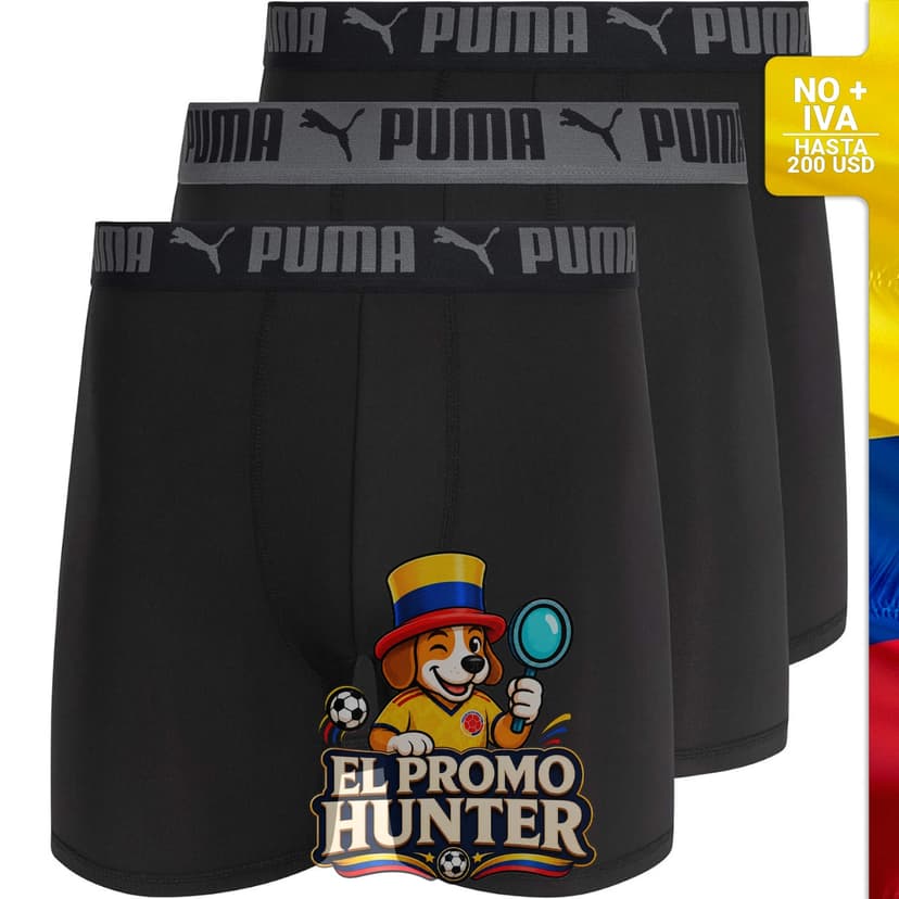 Bóxer corto Puma Tech, paquete de 3 unidades para hombre.