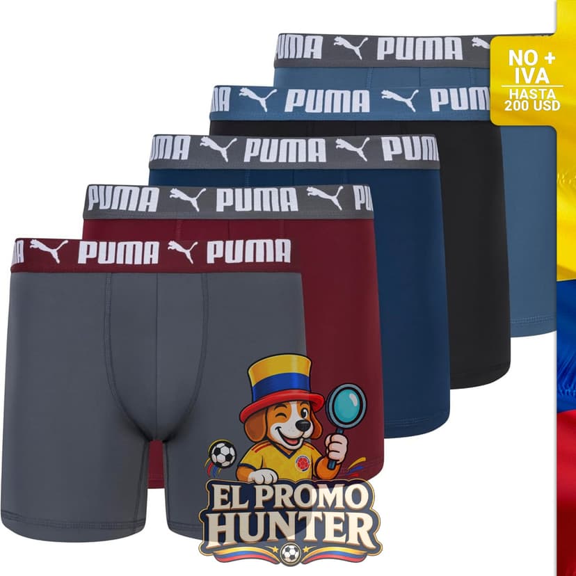 Paquete de 5 calzoncillos tipo bóxer Performance para hombre de PUMA.