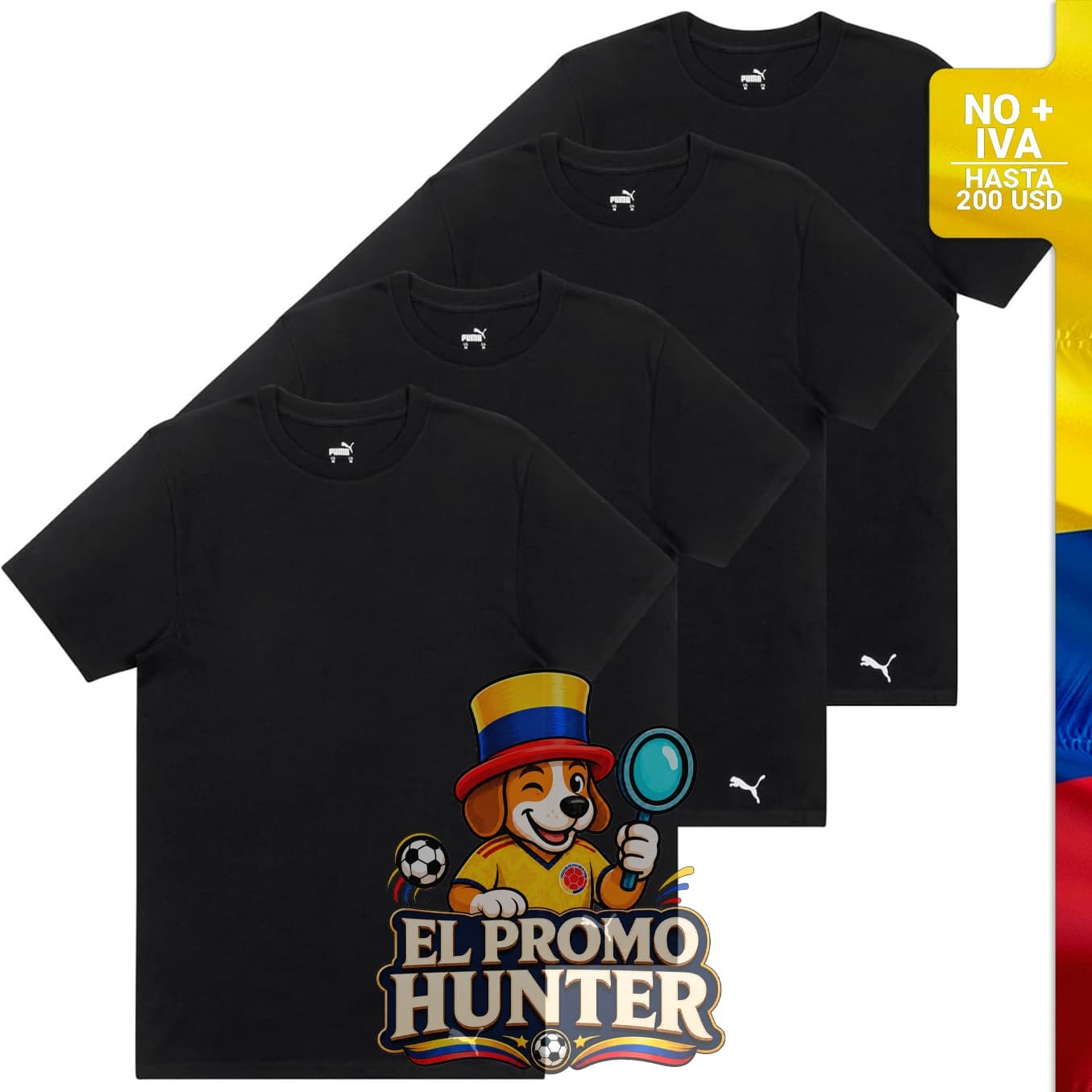 Paquete de 4 camisetas de algodón para hombre, cuello redondo y manga corta.