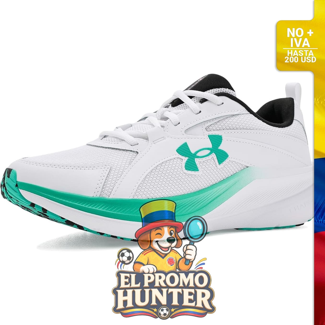 Zapatos para hombre Under Armour Charged Assert 11, con tecnología de amortiguación y suela de goma.