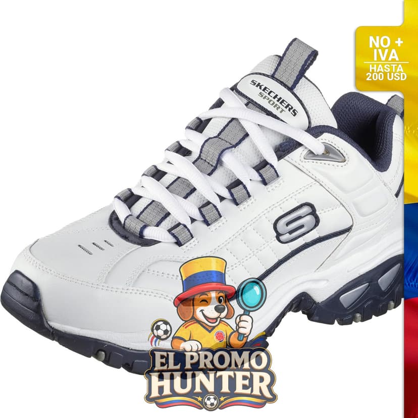 Zapatillas deportivas Skechers Energy Afterburn para hombre, con parte superior de cuero y malla, plantilla acolchada y cordones tradicionales.
