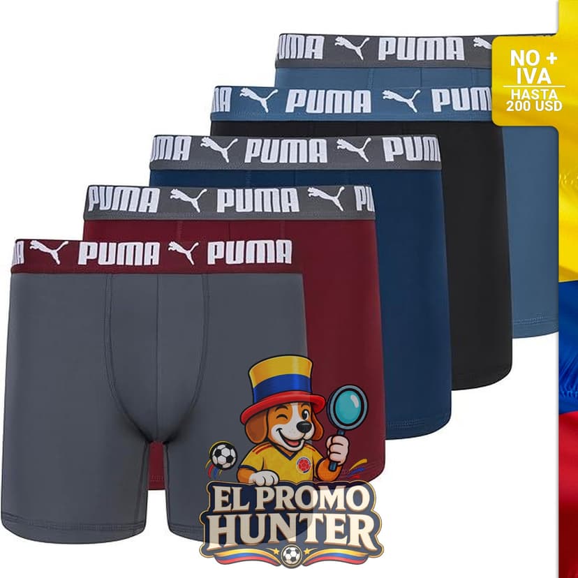 Paquete de 5 calzoncillos tipo bóxer Performance para hombre de PUMA.