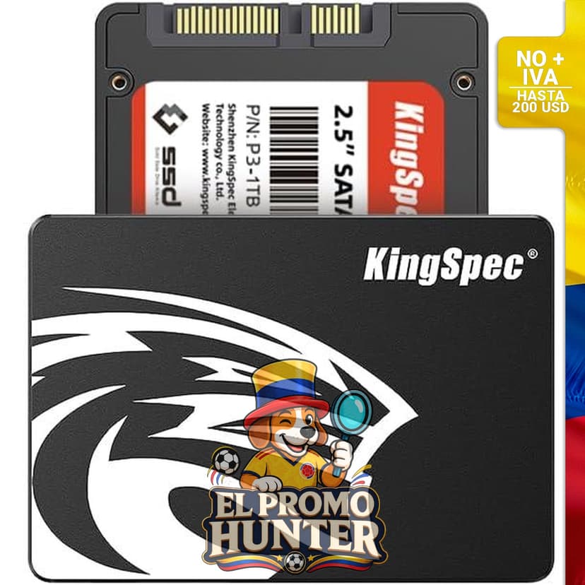 KingSpec 1TB SSD interno de 2.5" SATA III, velocidad de lectura 550 MB/s y escritura 520 MB/s, con 3D NAND Flash.